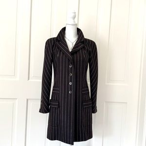 Valentino brown cashmere wool pinstriped coat size 4